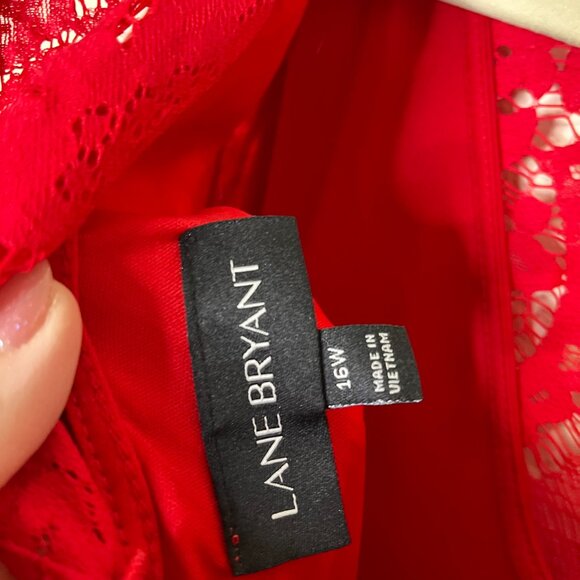 Lane Bryant red lace mini bell sleeve dress holiday cocktail 3/4 sleeve - Picture 6 of 8